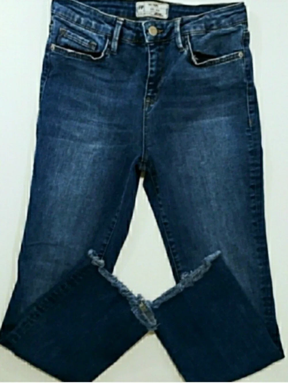 Free People Highrise Raw Hem Straight Leg Jeans